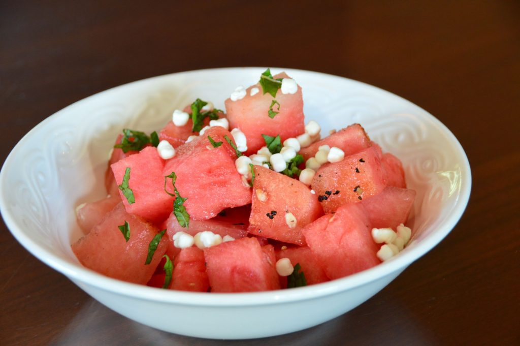 Grilled Watermelon Salad with Mint and Goats Cheese