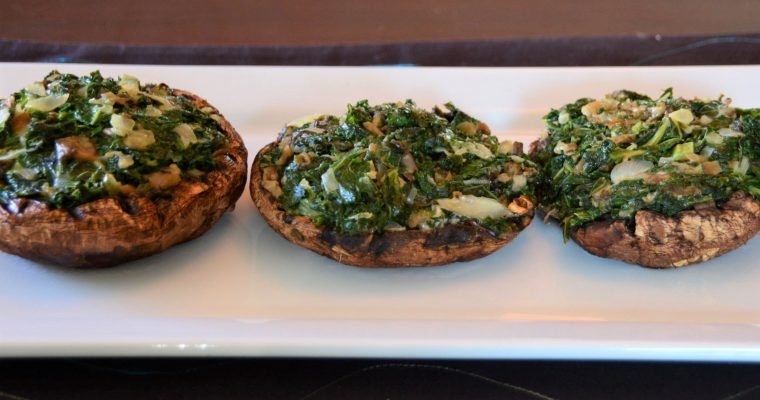 Stuffed Portobello Mushrooms with Kale and Pickled Mustard Cabbage