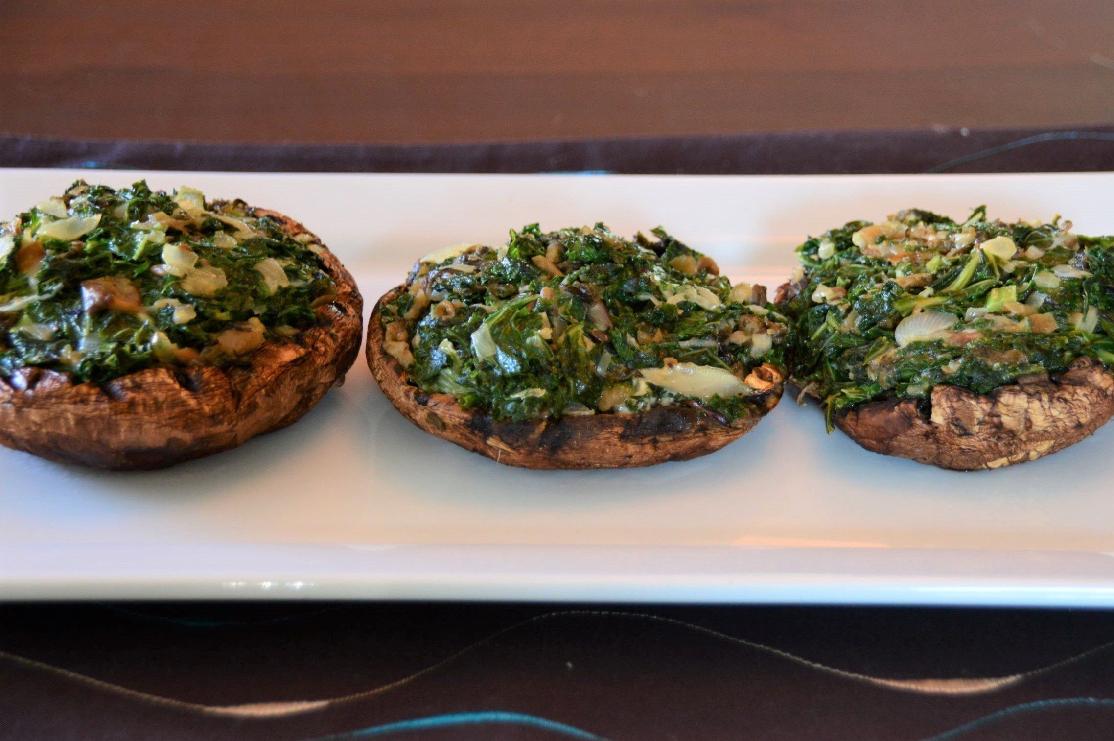 Stuffed Portobello Mushrooms with Kale and Pickled Mustard Cabbage