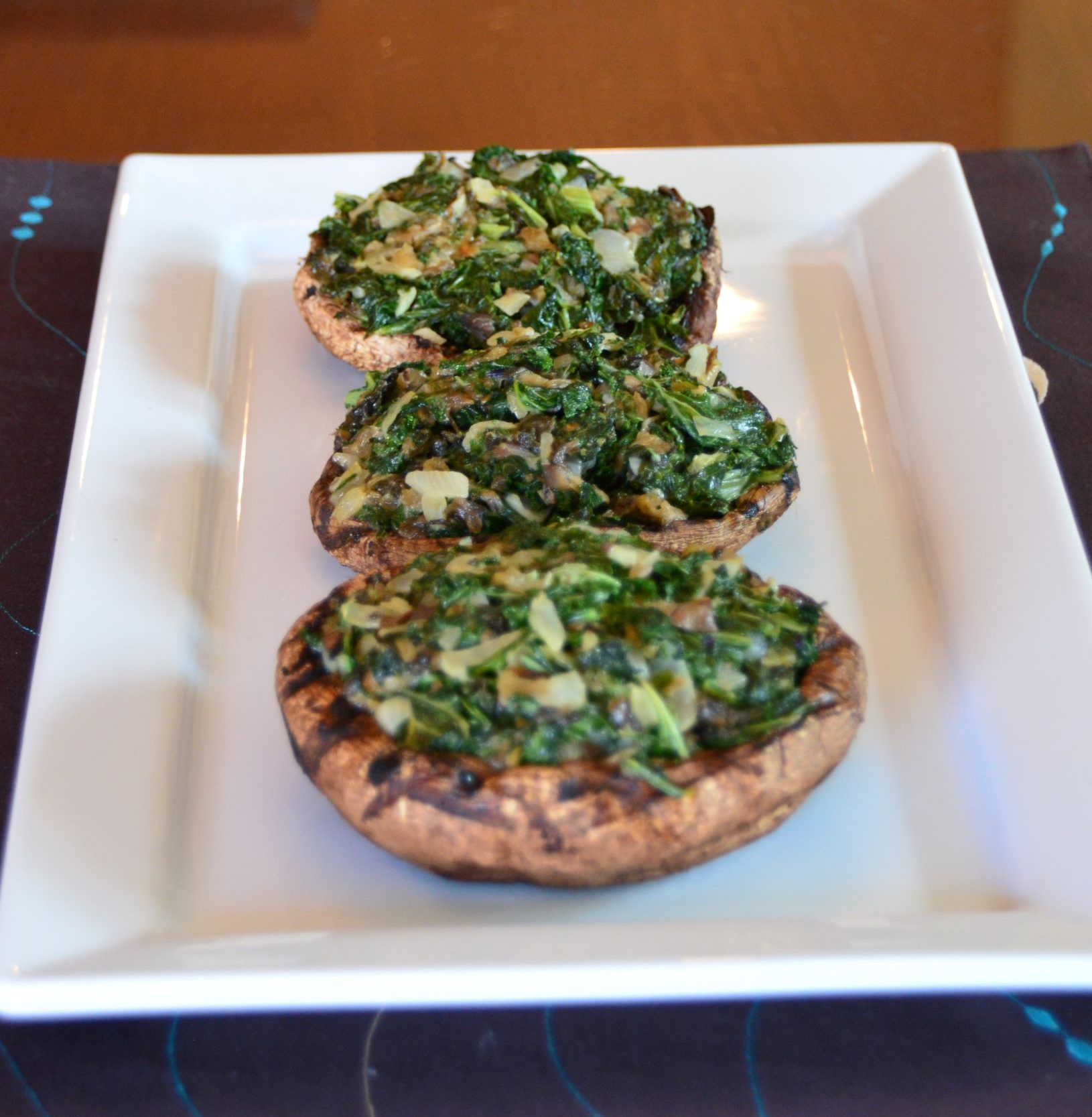 Stuffed Portabello Kale and Pickled Mustard Cabbage