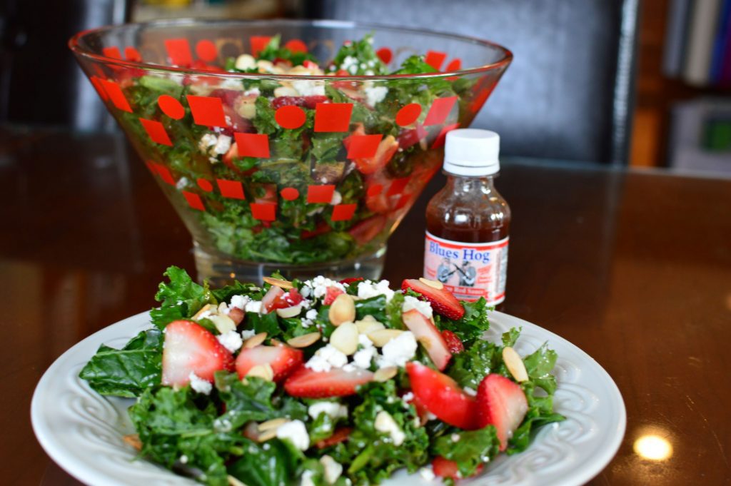 Strawberry Kale Salad with Blues Hog Tennessee Red Dressing