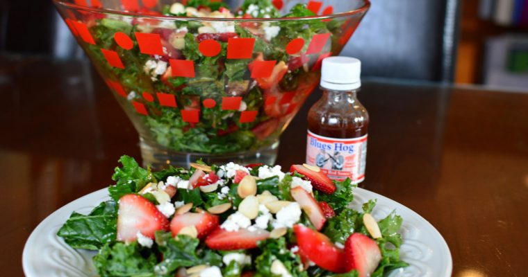 Strawberry Kale Salad with Blues Hog Tennessee Red Dressing