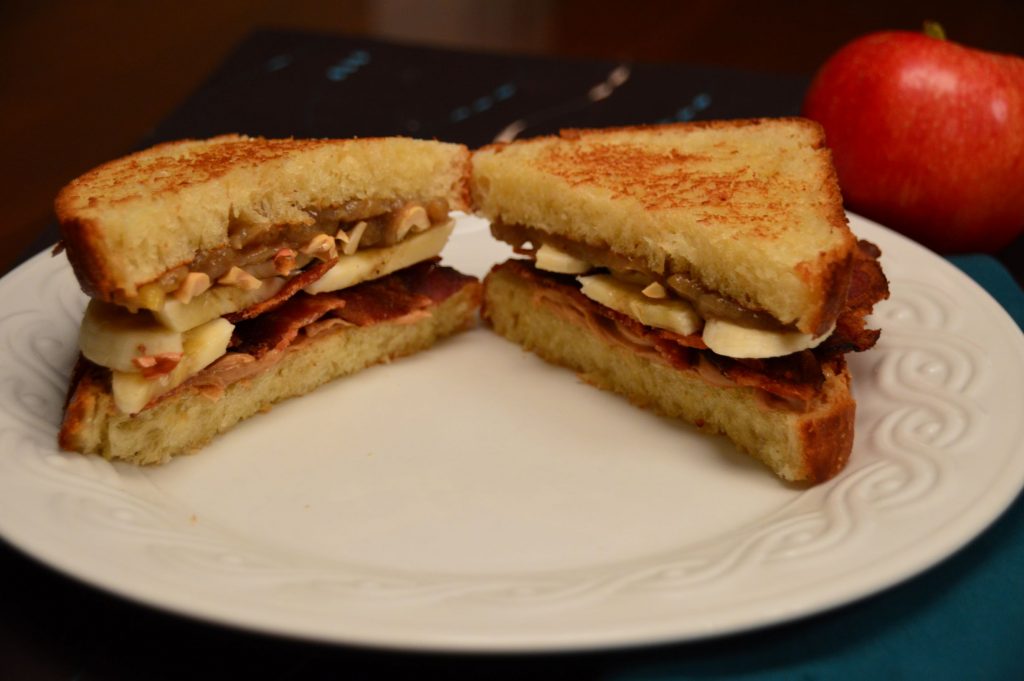Peanut Butter Spiced Banana Bacon Brioche Sandwich