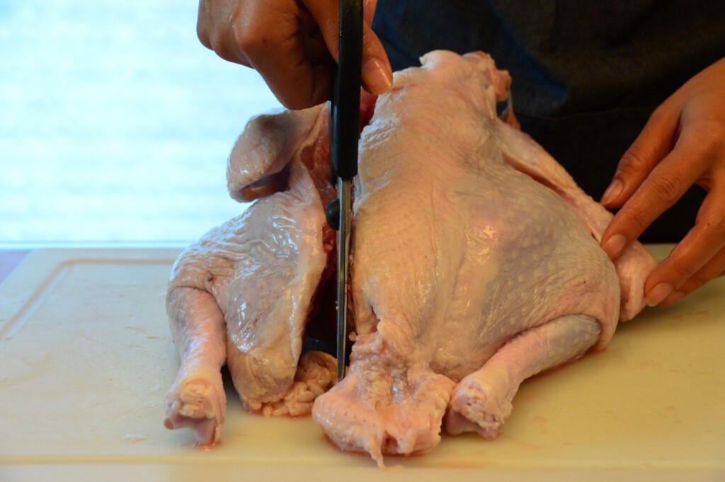 Cutting the backbone out of turkey