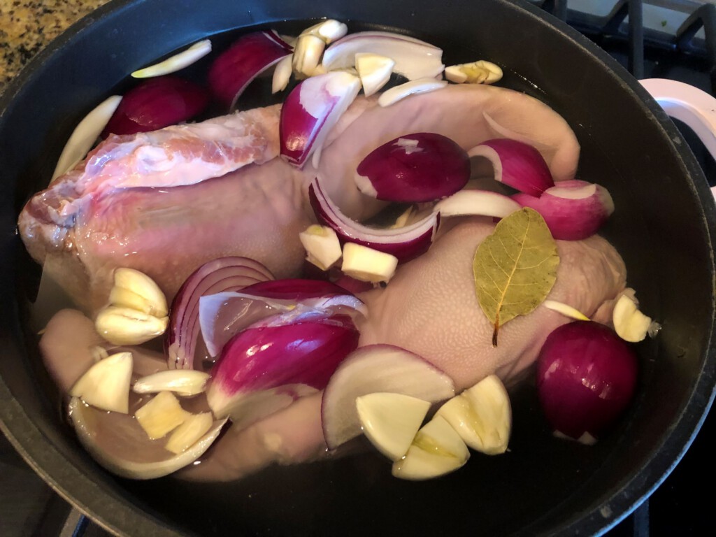 Beef Tongue boiling in aromatics