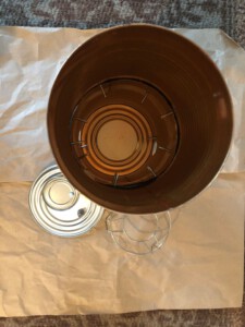 Overhead view of DIY Tin Can Smoker
