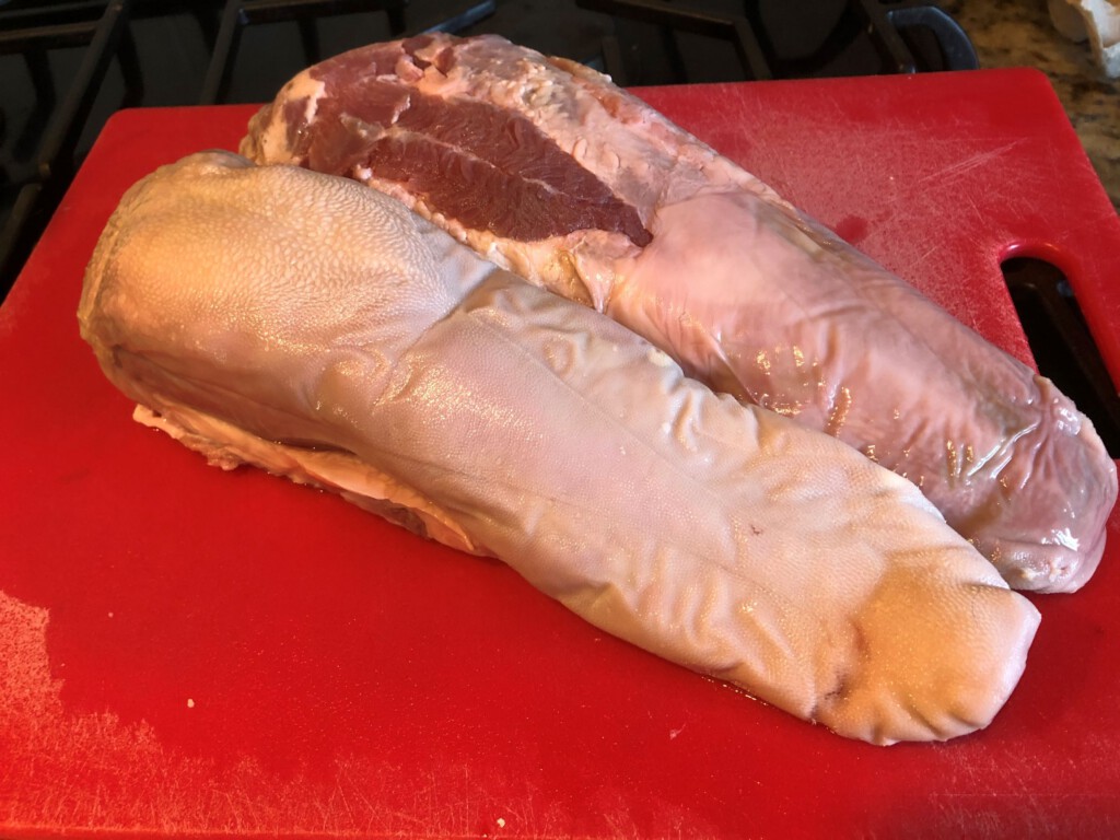 Beef tongue raw with top and back side