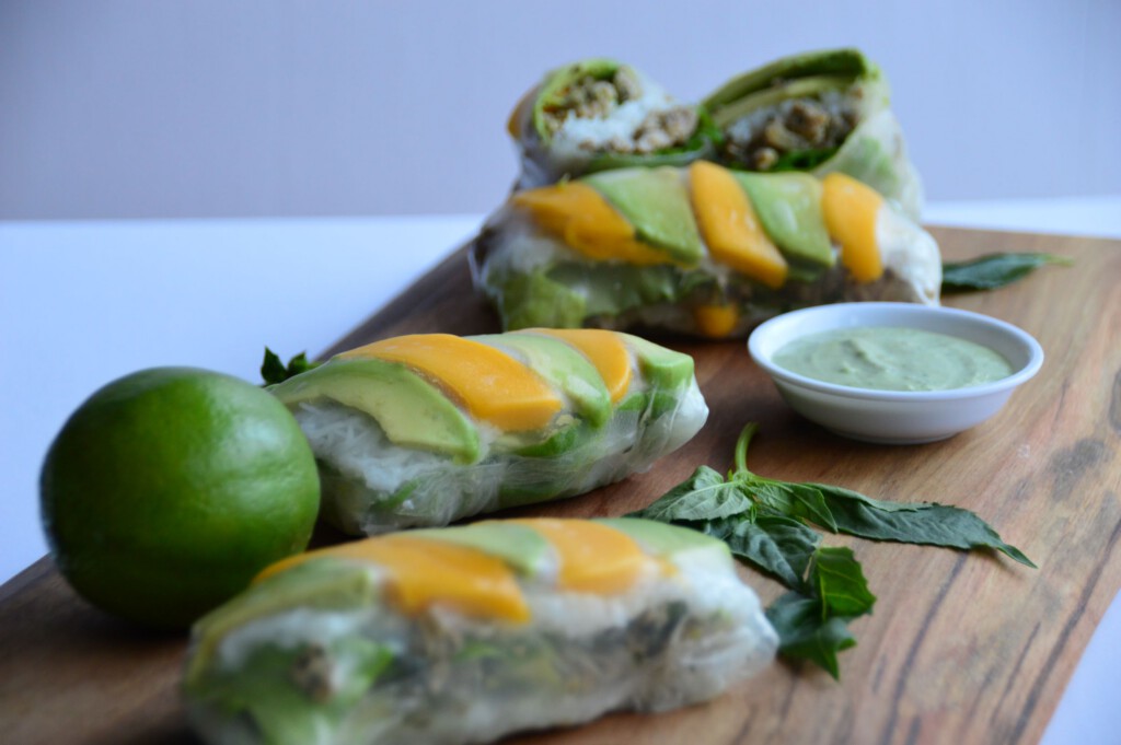 Avocado Basil Pheasant Salad Rolls