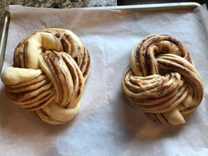 Cinnamon Almond Knotted Bread - Knotted Bread after proofing