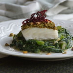 Pistachio Matcha Crusted Halibut