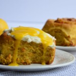 Carrot Cinnamon Roll with Cream Cheese Frosting and Lemon Curd