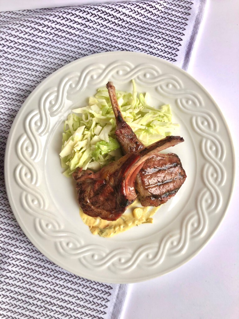 Grilled Lambchops with Garlic Mustard Cream