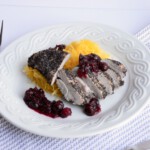 Poppy Seed Pheasant Breast with a Cranberry Gastrique