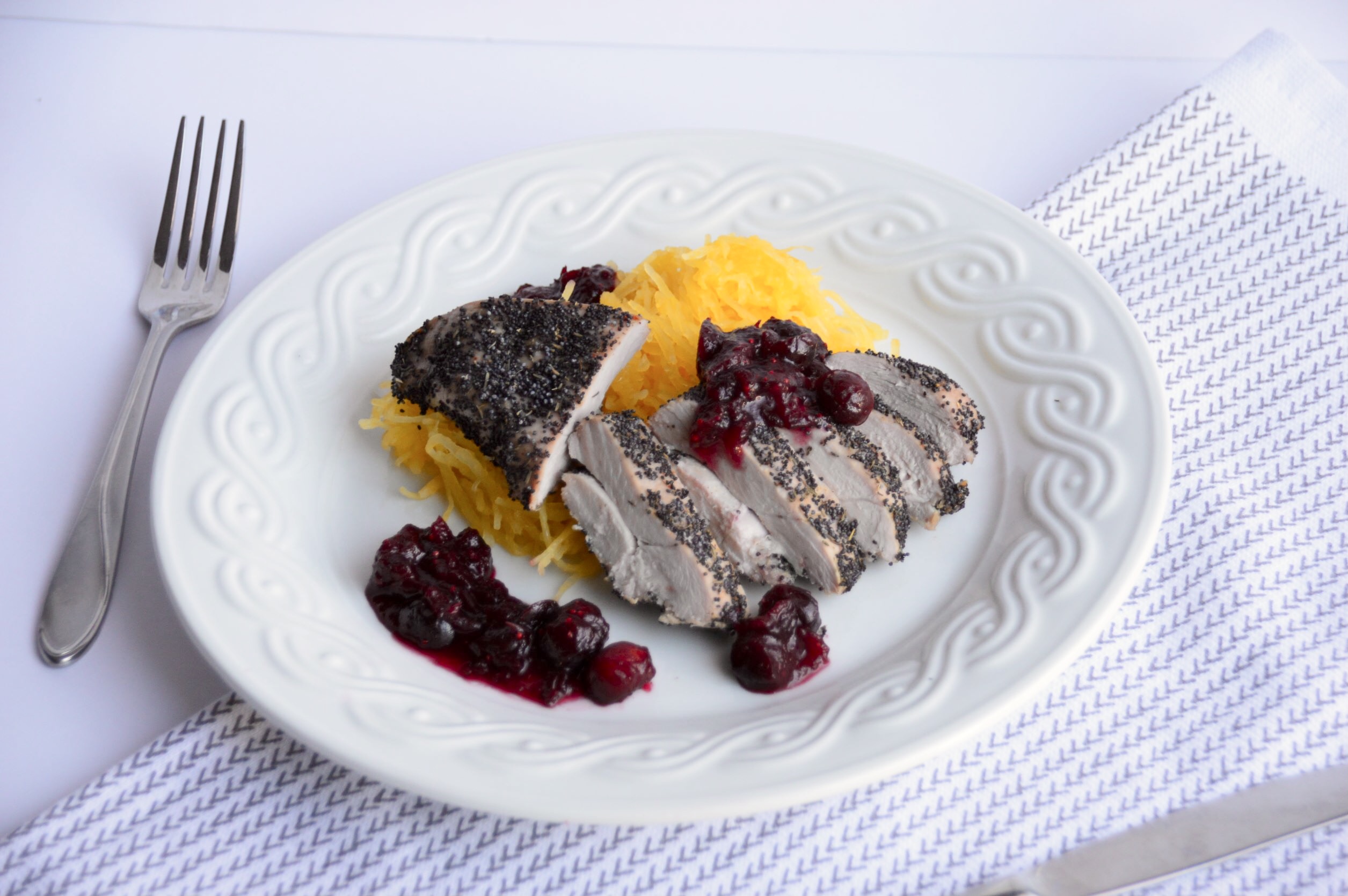 Poppy Seed Pheasant with Cranberry Gastrique